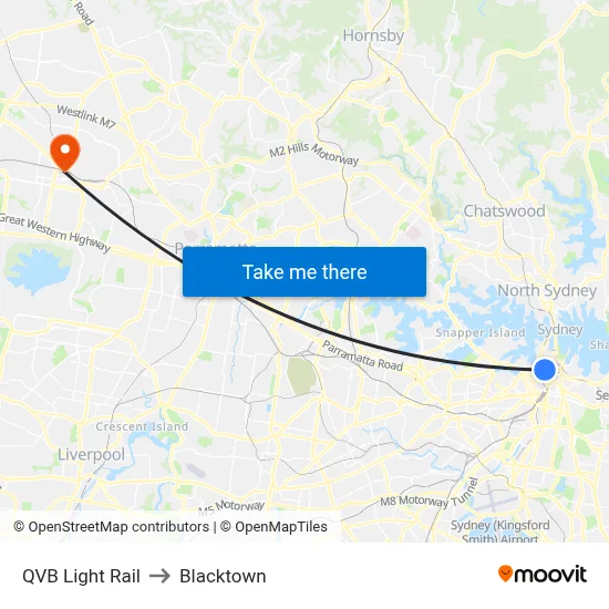 QVB Light Rail to Blacktown map