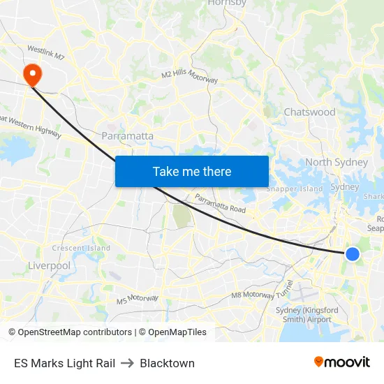 ES Marks Light Rail to Blacktown map