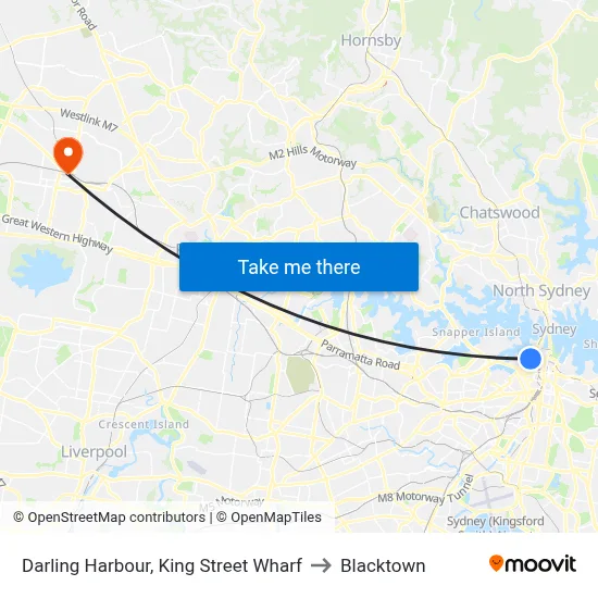 Darling Harbour, King Street Wharf to Blacktown map