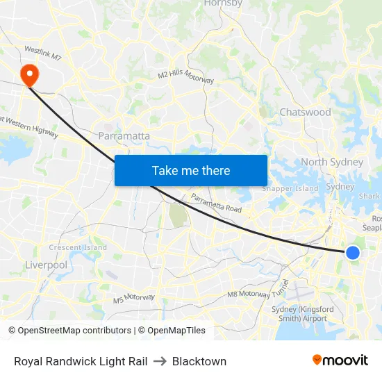 Royal Randwick Light Rail to Blacktown map