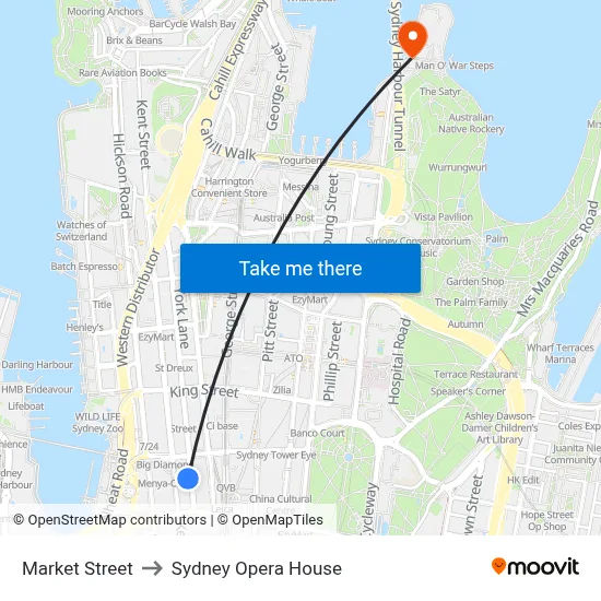 Market Street to Sydney Opera House map