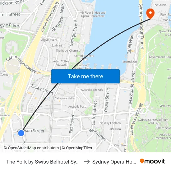 The York by Swiss Belhotel Sydney to Sydney Opera House map