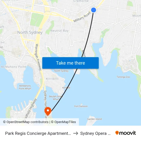 Park Regis Concierge Apartments Sydney to Sydney Opera House map