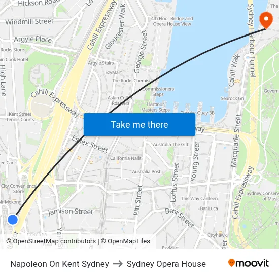 Napoleon On Kent Sydney to Sydney Opera House map
