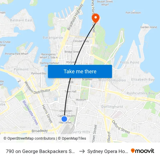790 on George Backpackers Sydney to Sydney Opera House map