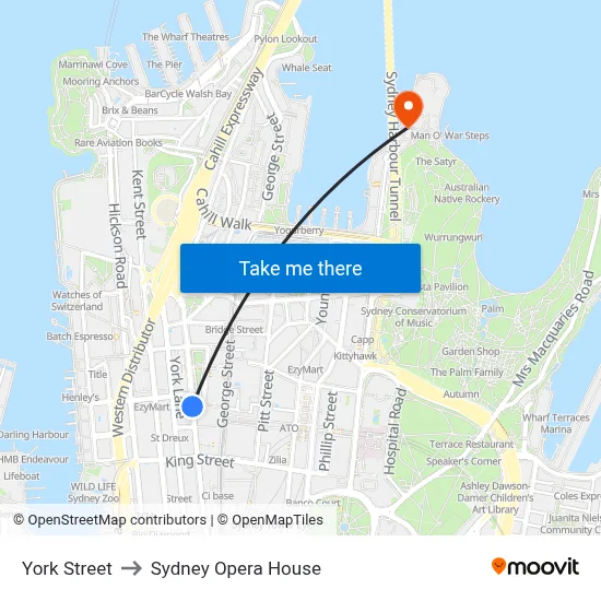 York Street to Sydney Opera House map