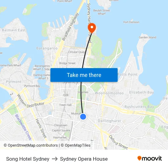 Song Hotel Sydney to Sydney Opera House map