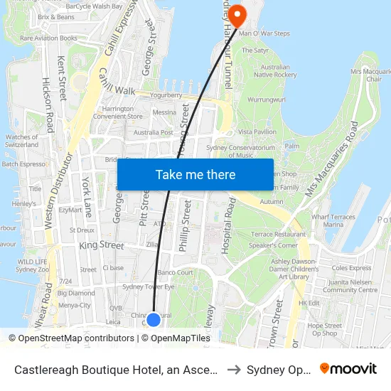Castlereagh Boutique Hotel, an Ascend Collection Hotel, Sydney to Sydney Opera House map