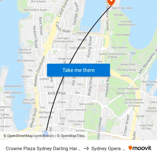 Crowne Plaza Sydney Darling Harbour by IHG to Sydney Opera House map