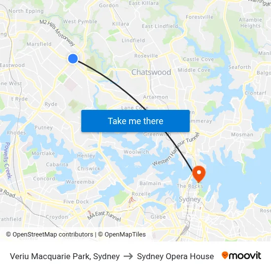 Veriu Macquarie Park, Sydney to Sydney Opera House map