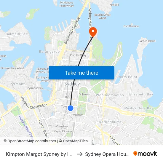 Kimpton Margot Sydney by IHG to Sydney Opera House map