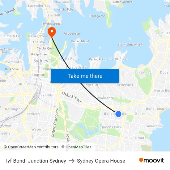 lyf Bondi Junction Sydney to Sydney Opera House map