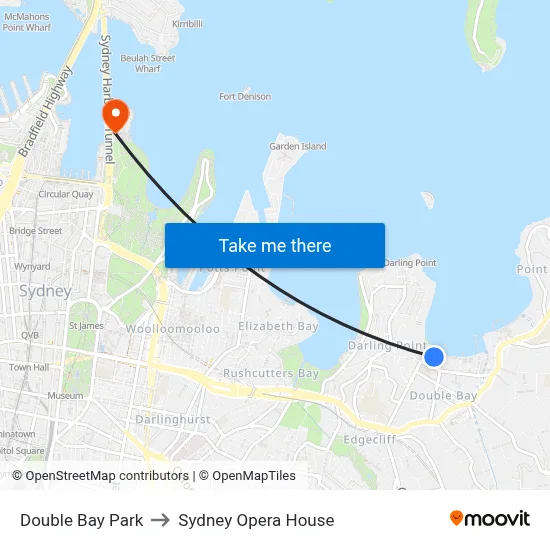 Double Bay Park to Sydney Opera House map