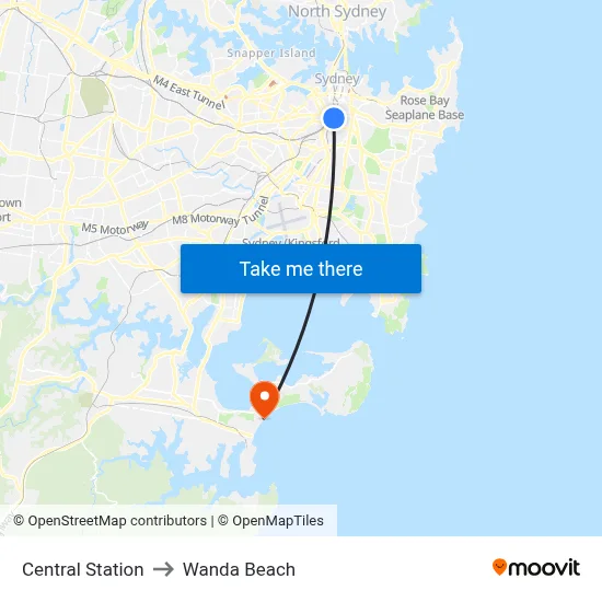 Central Station to Wanda Beach map