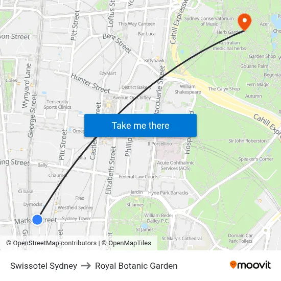 Swissotel Sydney to Royal Botanic Garden map