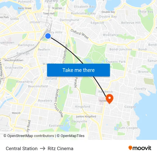 Central Station to Ritz Cinema map
