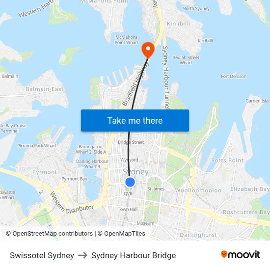 Swissotel Sydney to Sydney Harbour Bridge map