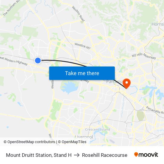 Mount Druitt Station, Stand H to Rosehill Racecourse map