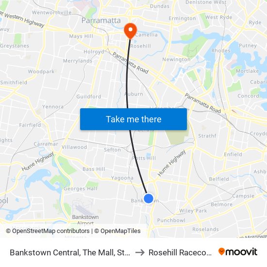 Bankstown Central, The Mall, Stand C to Rosehill Racecourse map