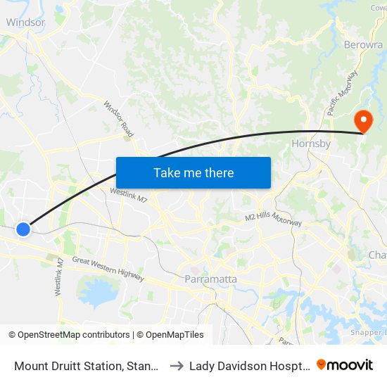 Mount Druitt Station, Stand H to Lady Davidson Hosptial map