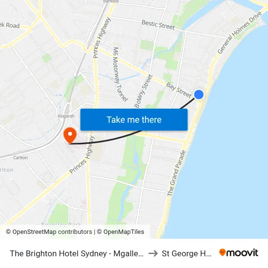 The Brighton Hotel Sydney - Mgallery Collection to St George Hospital map