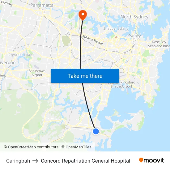 Caringbah to Concord Repatriation General Hospital map