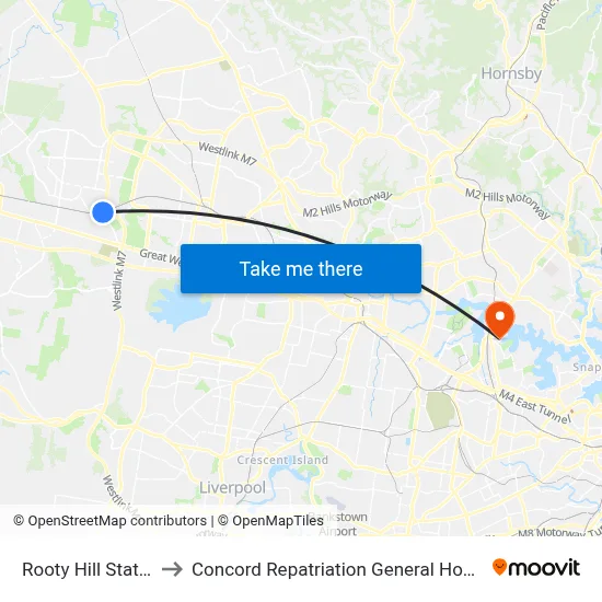 Rooty Hill Station to Concord Repatriation General Hospital map