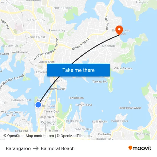 Barangaroo to Balmoral Beach map