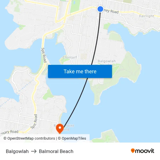 Balgowlah to Balmoral Beach map