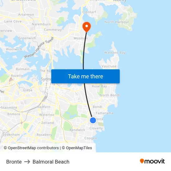 Bronte to Balmoral Beach map