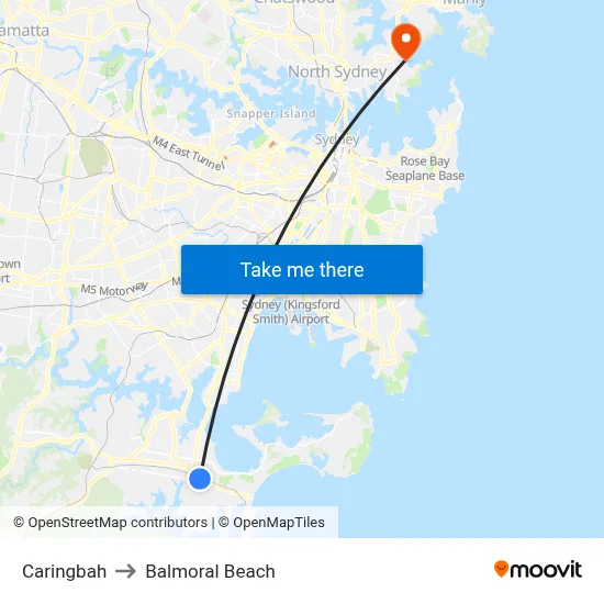 Caringbah to Balmoral Beach map