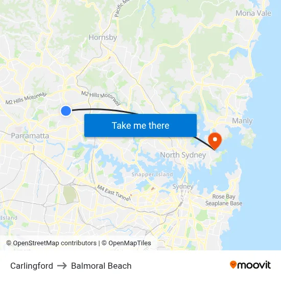 Carlingford to Balmoral Beach map