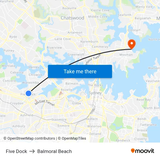 Five Dock to Balmoral Beach map