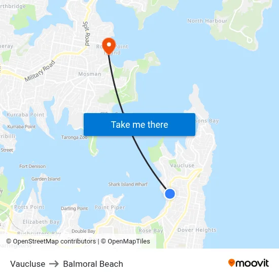 Vaucluse to Balmoral Beach map