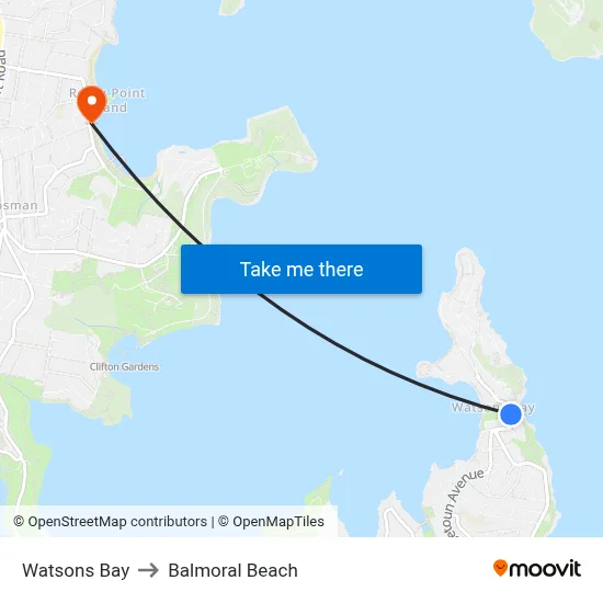 Watsons Bay to Balmoral Beach map