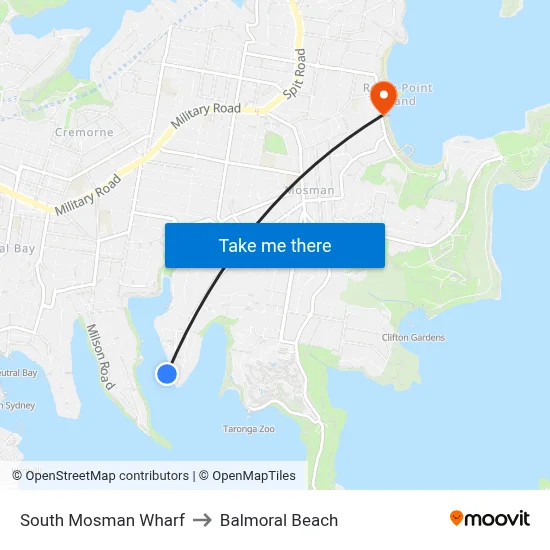 South Mosman Wharf to Balmoral Beach map