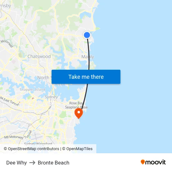 Dee Why to Bronte Beach map