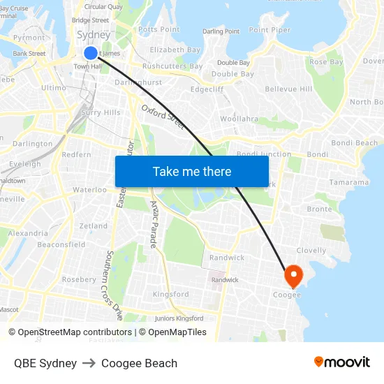 QBE Sydney to Coogee Beach map