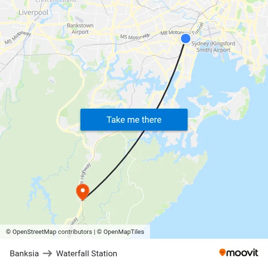 Banksia to Waterfall Station map
