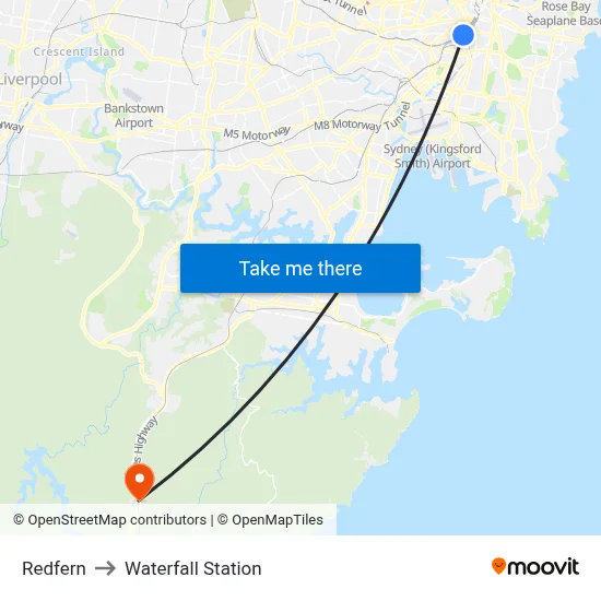 Redfern to Waterfall Station map