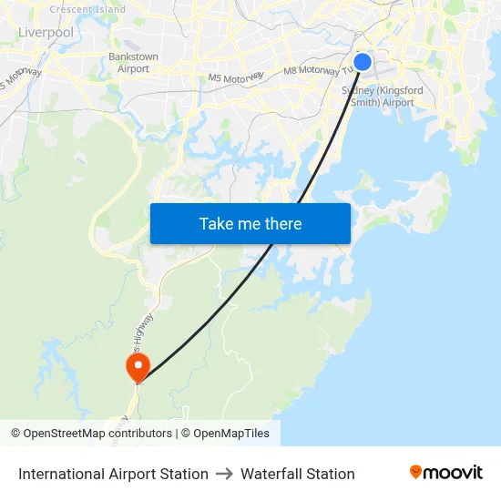 International Airport Station to Waterfall Station map