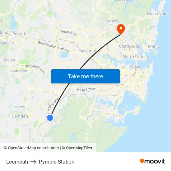 Leumeah to Pymble Station map