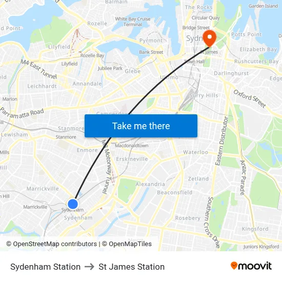 Sydenham Station to St James Station map