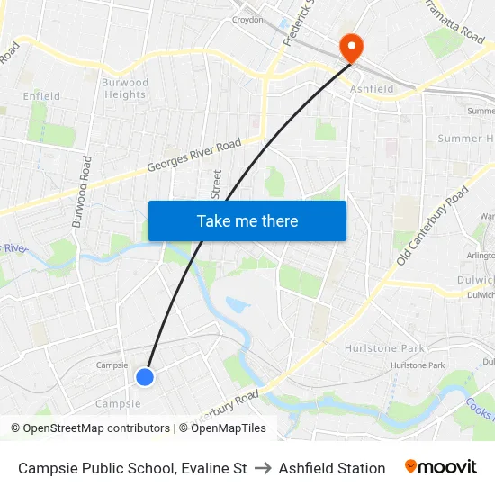 Campsie Public School, Evaline St to Ashfield Station map