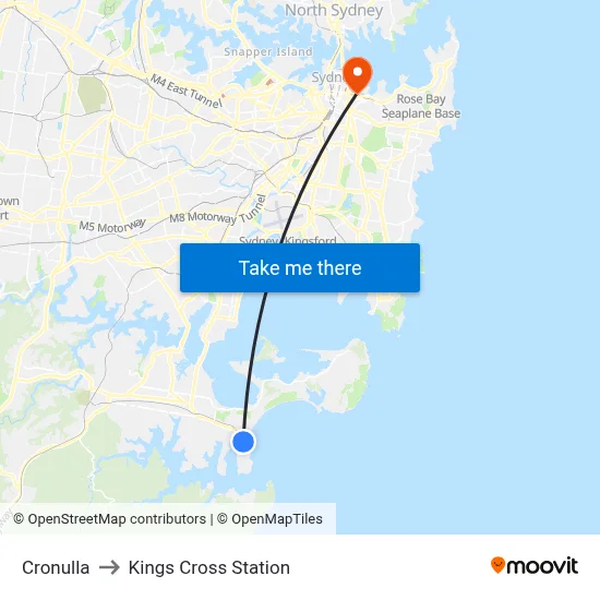 Cronulla to Kings Cross Station map