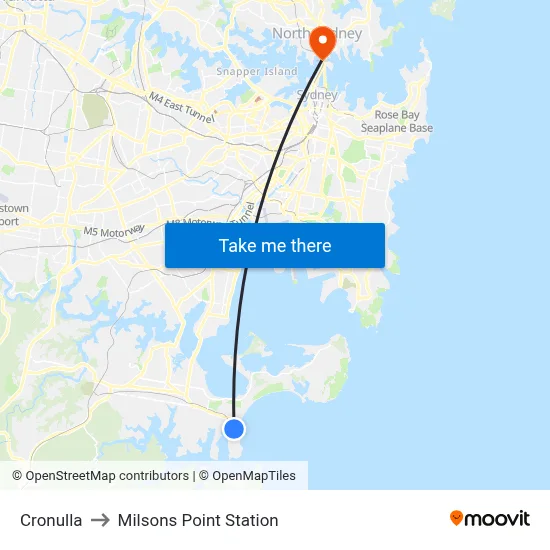 Cronulla to Milsons Point Station map