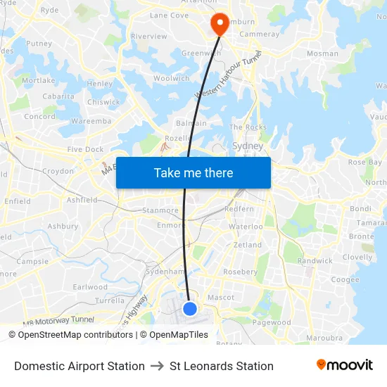 Domestic Airport Station to St Leonards Station map