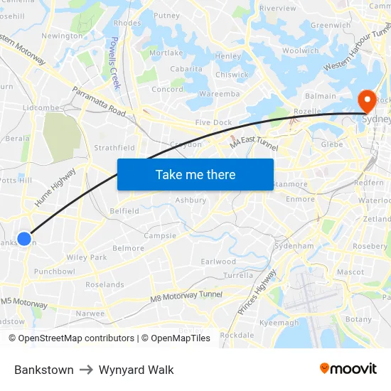 Bankstown to Wynyard Walk map