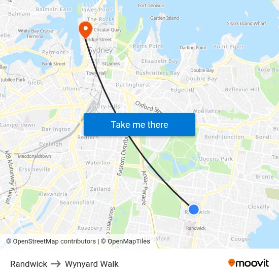 Randwick to Wynyard Walk map