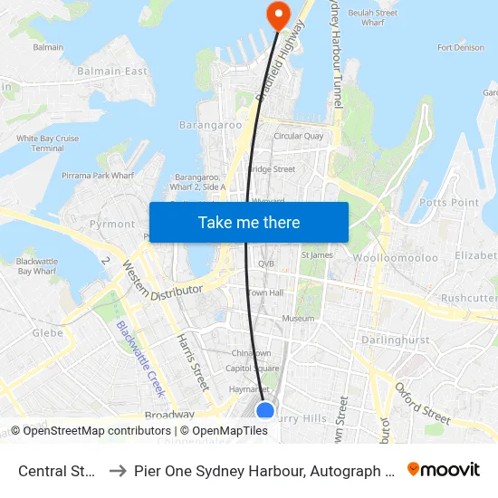 Central Station to Pier One Sydney Harbour, Autograph Collection map
